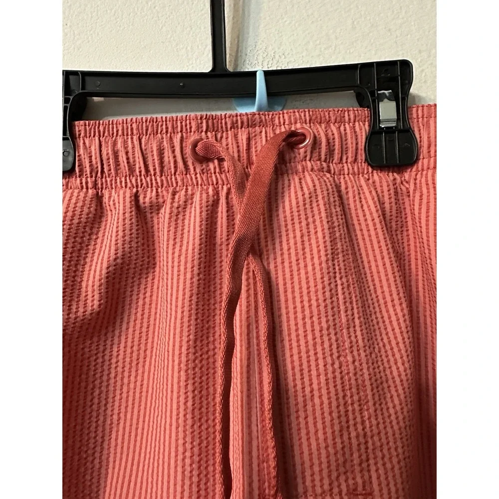 Old Navy Mens Pink Seersucker Striped Swim Trunks Elastic Waist Shorts Size M